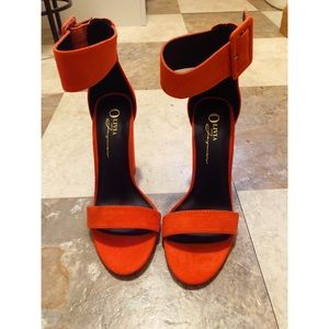 Bright Orange Suede Heels